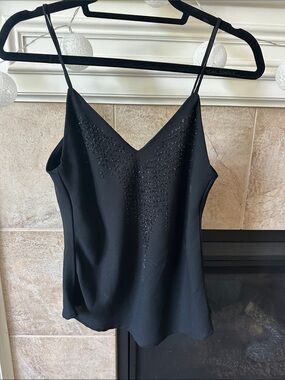 Black Beaded V-Neck Cami Top - Women's Sleeveless Tank